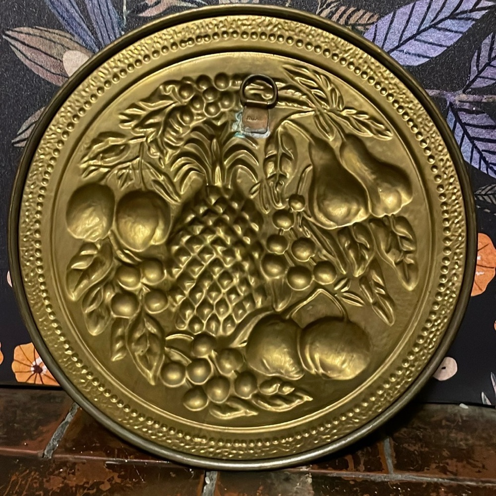 Vintage Brass Fruit Embossed Wall Hanging - Picture 2 of 2